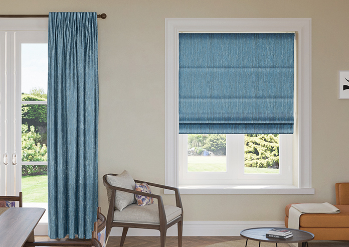 Cascade, Vivid Blue - Twist&Fit Roman Blind - Image 3